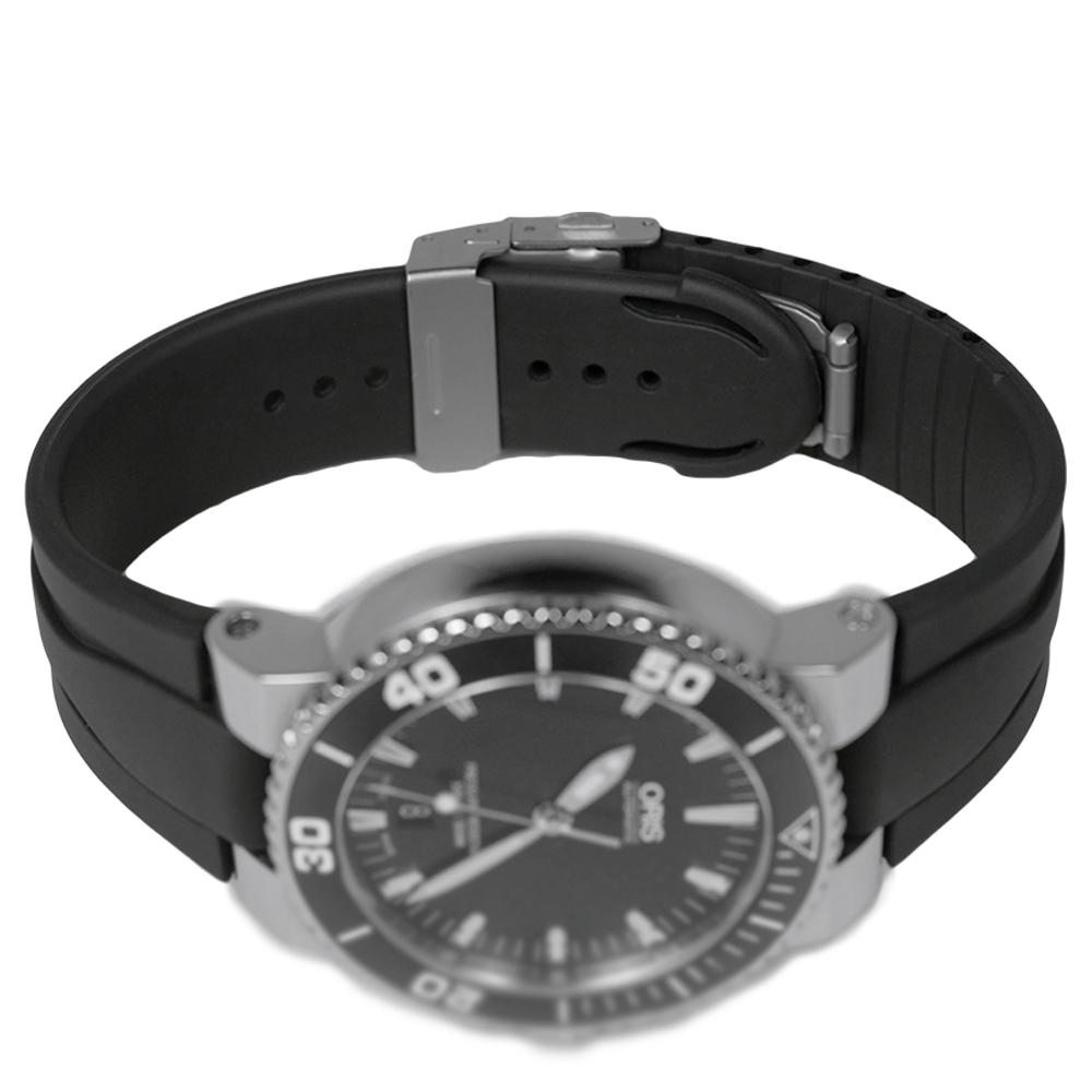 Chronotiempo Black Silicone Watch Band Strap Oris Aquis 24mm 12mm Bracelet
